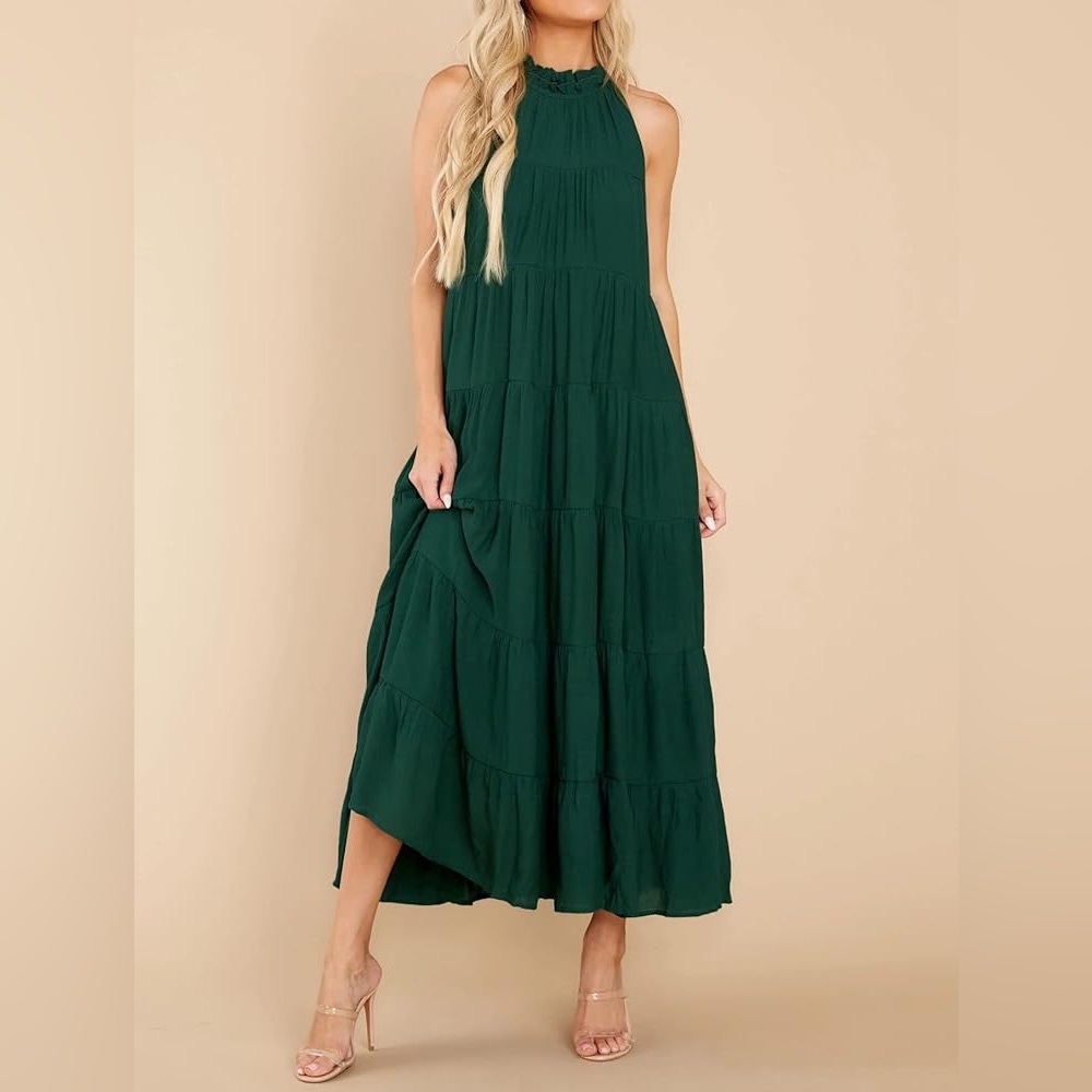 Entro Dark Green Maxi Dress